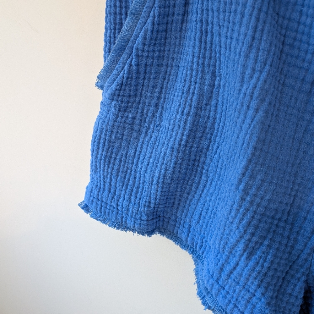 S'EDGE Blue Gauze Cotton Matching Lounge Set Coco Top Holden Shorts Medium - Picture 9 of 11